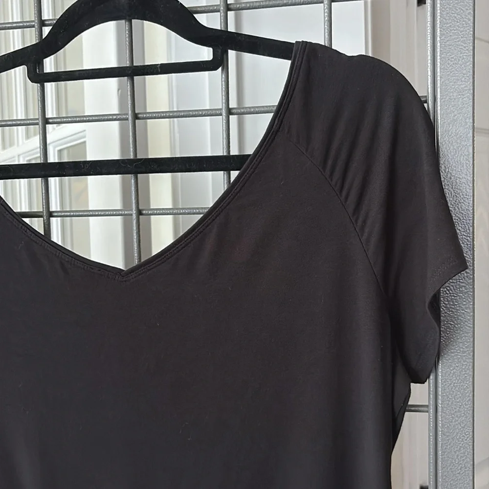 White House Black Market Black Ruched Blouse Size L - Picture 8 of 11